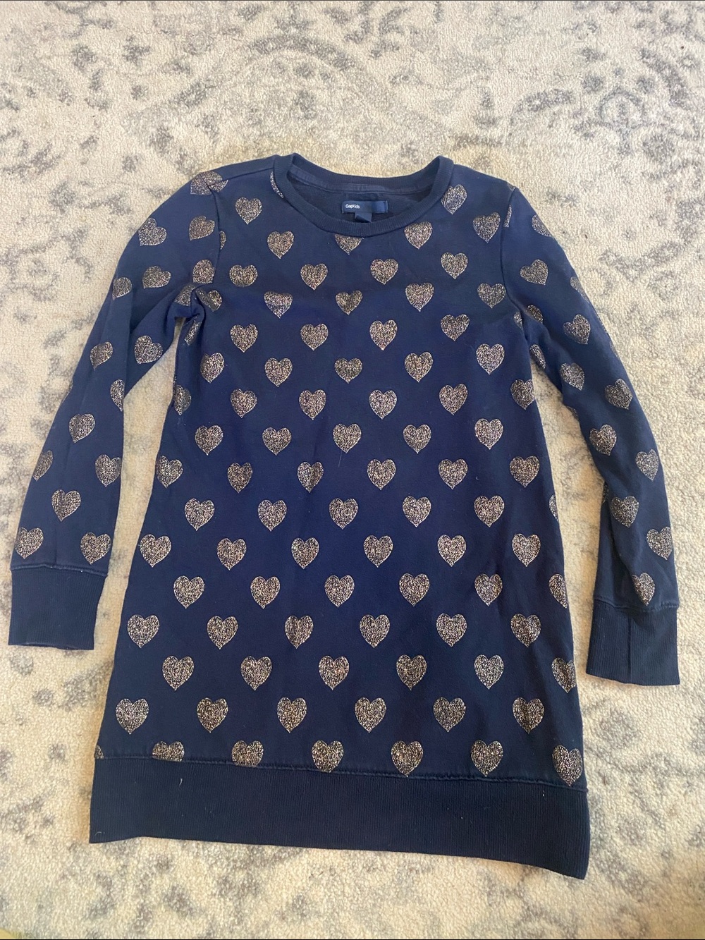 GAP Navy Dress with Gold Glitter Hearts